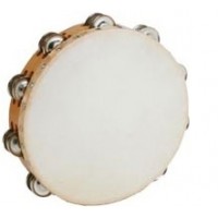 Tambourines, 25 cm Double/Two Rows of Jingles, Natural Goatskin Head